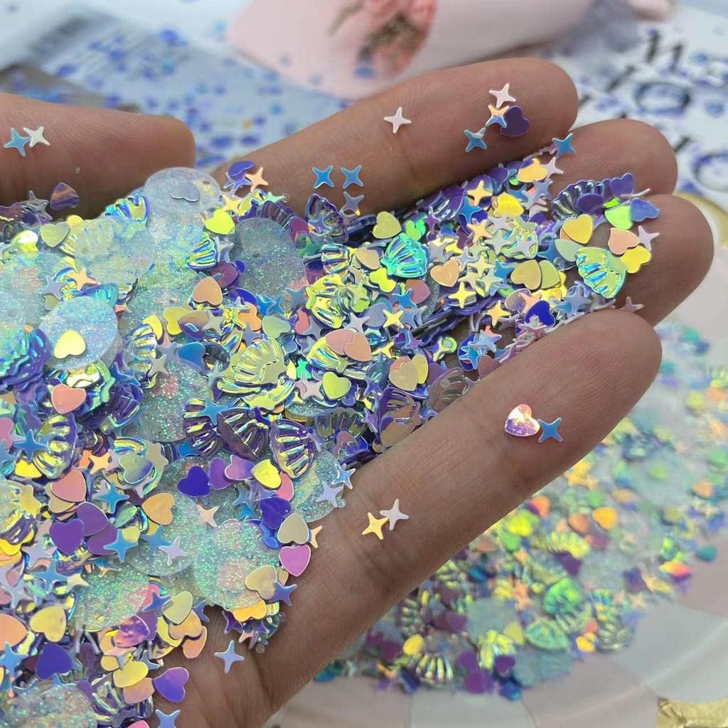 2000 Piece Mermaid Seashell Glitter PVC Table Confetti for Wedding, Birthday, Bridal Shower, Valentines Party Decorations (Pink)