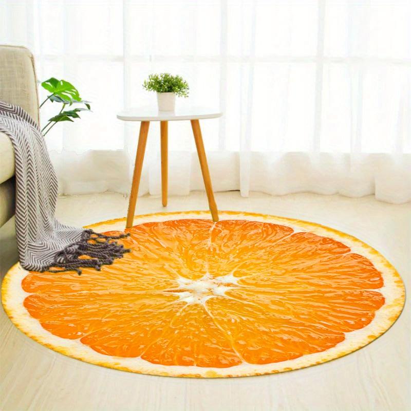 Lemon Orange Round Rug Nonslip Area Rug Office Chair Mat Carpet For Living Room Bedroom Home Decor