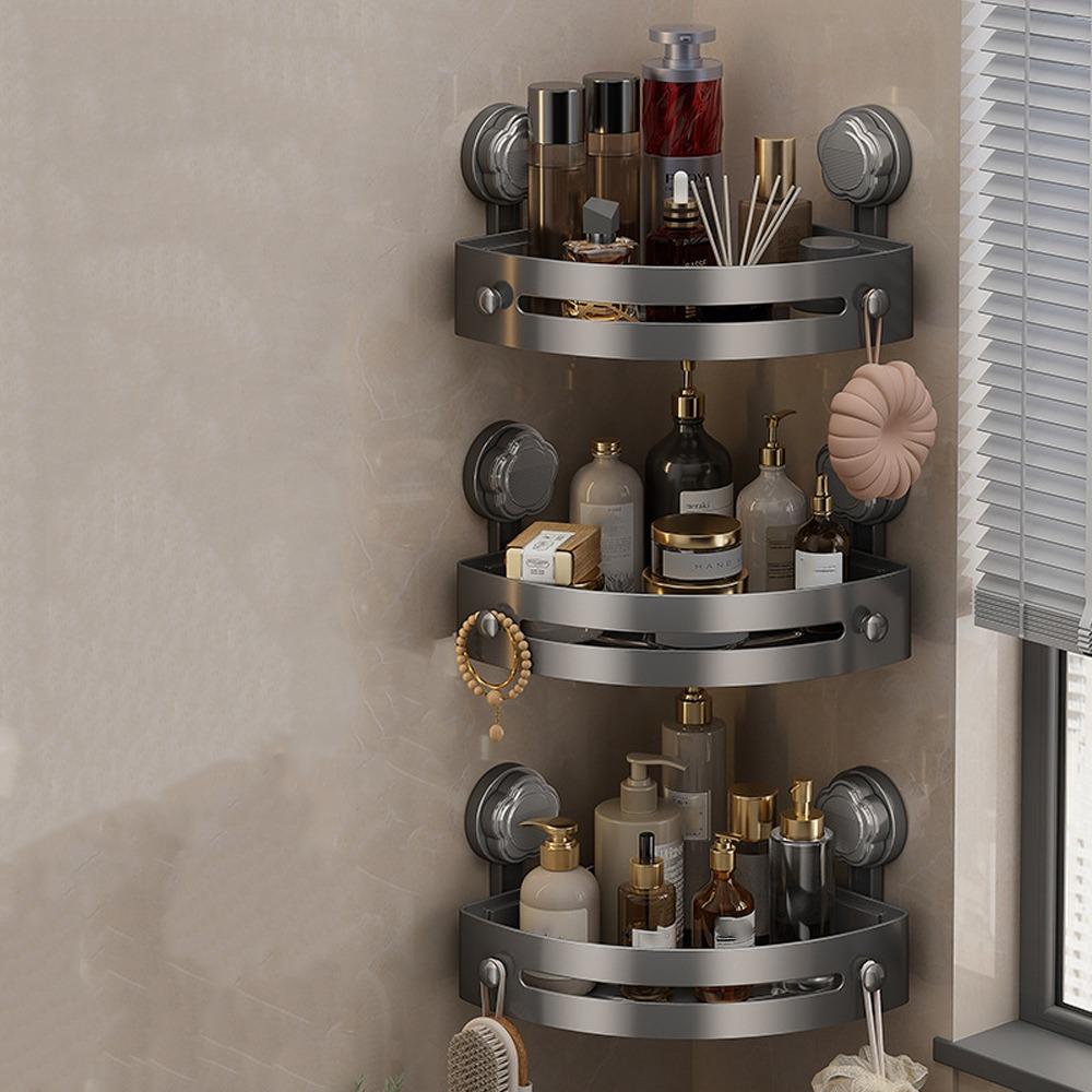 Suction Cup Storage Organizer Wall Mounted Wall Corner Shelf Corner Shelf Organizer  Toilet Area