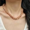 National Style Retro 10Mm Natural Sunstone Necklace Merad Monet Sunrise Color Commuter Collarbone Chain