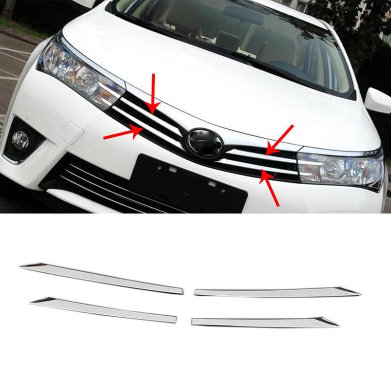 Для Toyota Corolla Altis 2014 2015 2016 Стайлинг кузова автомобиля Накладка Детектор Хромированная отделка ABS Передняя верхняя решетка Решетка Решетки Накладки на фары Брови