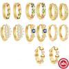 Dainty 925 Silver Mixed Style Huggie Earrings Gold Plated Sparkly CZ & Pearl Small Hoop Earrings for Women Daily Wear