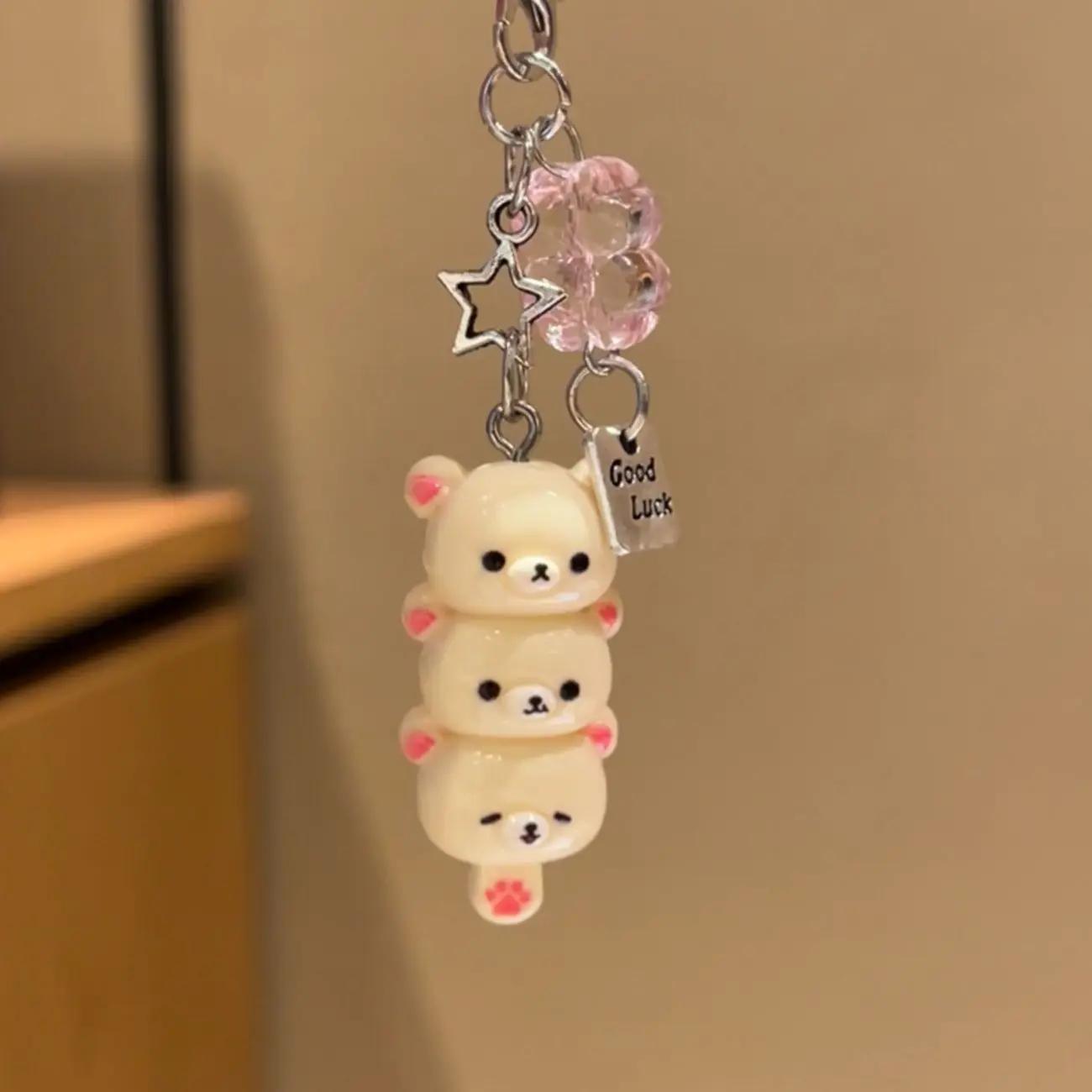 

Cute Bear Phone Charms Pendant Kawaii Anime Keychain Accessories For Keys Schoolbag Iphone 17Promax Airpods Ins Korea Latest Y2K PC