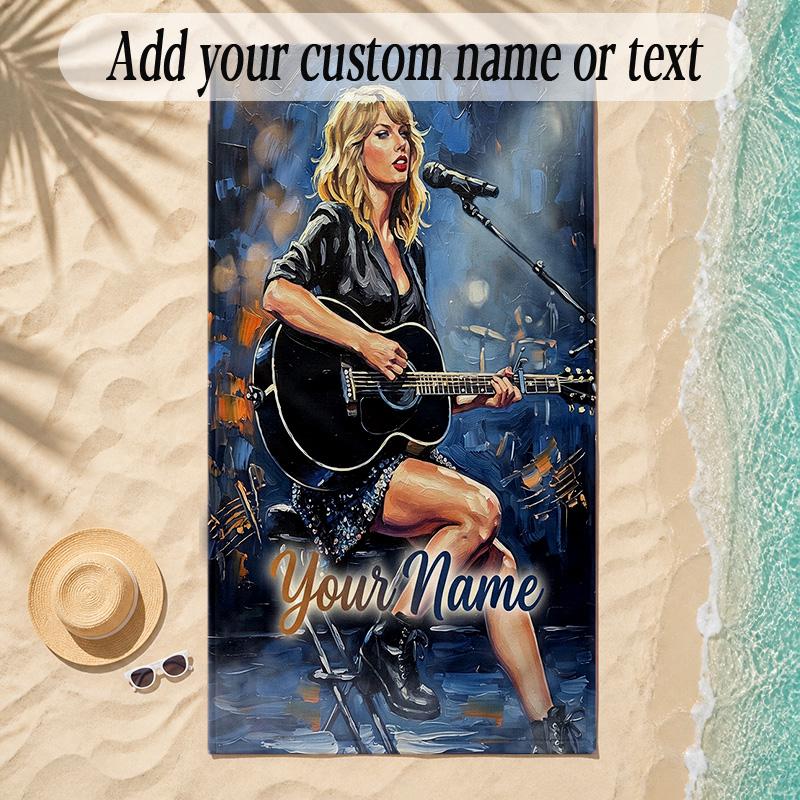 Beach TowelTaylor Swift Custom Name Text Personalized Soft Towel for Beach Pool Indoor Home Decor Gift