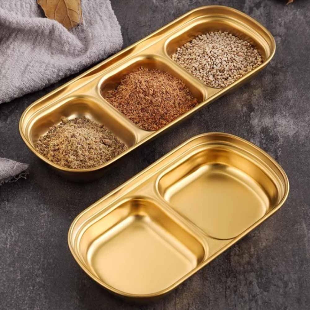 2Pcs Thickened Seasoning Dish Stainless Steel BBQ Seasoning Dip Plate Sauce Plate  Restaurant Use