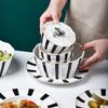 Set creativ de veselă ceramică pătată alb-negru Farfurie de cină din porțelan Bol pentru supă Bol pentru salată Farfurie pentru pește Ustensile de bucătărie