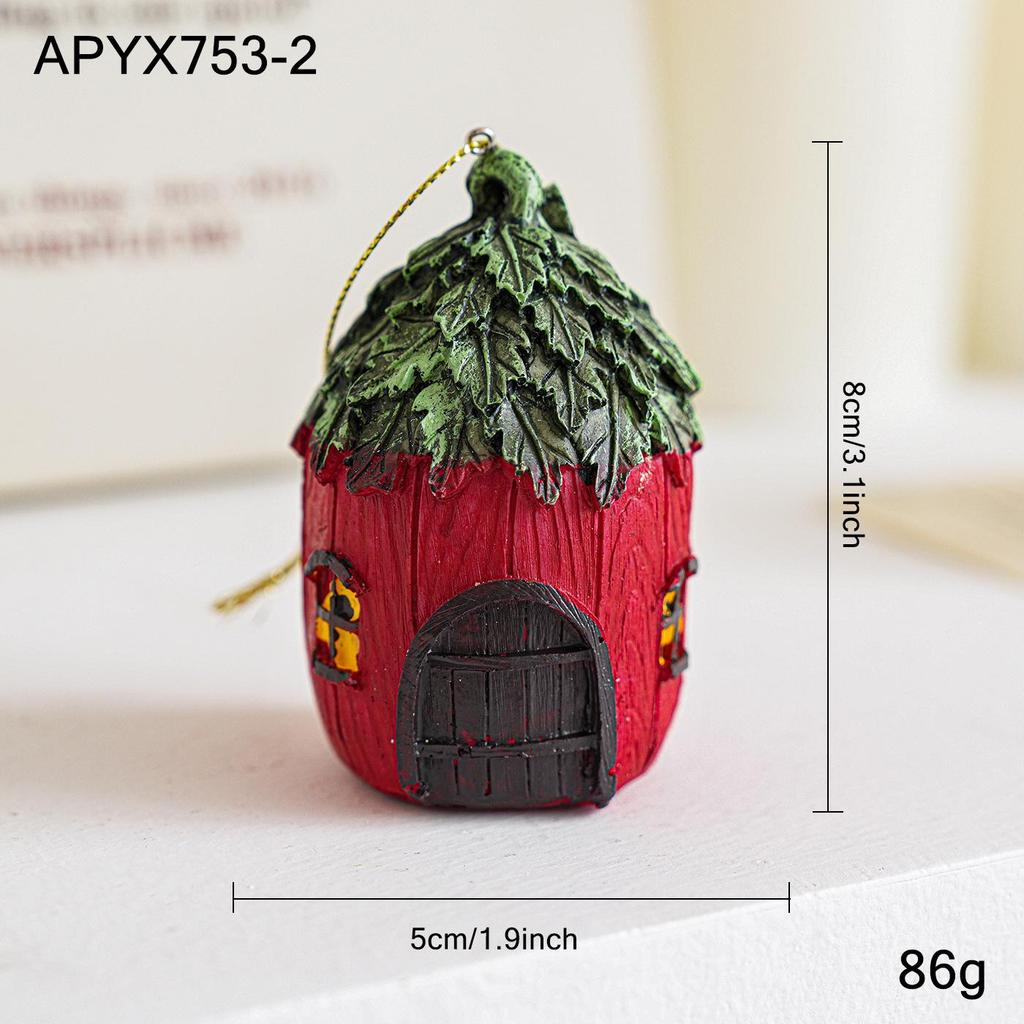 Mini Garden Mushroom Pinecone Christmas House Resin Ornament for Courtyard Bonsai and Flower Pot Decoration