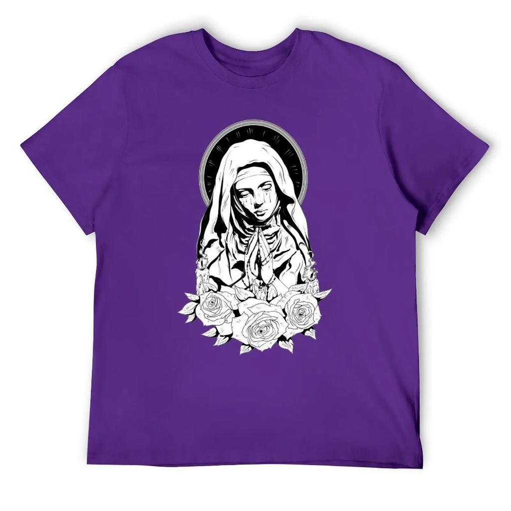 Mother's Day Mary of Jesus Men's T-shirt Round Neck Movement T-shirts Cute Aactivity Competition Casual Eur Size