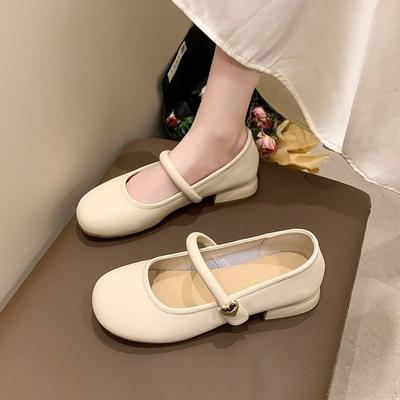 Round Head Light Mouth Retro Versatile with Skirt Thick Heel Single Shoes Women's 2025 New Summer White French Mary Jane Shoes