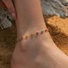 Gold Boho Rainbow Rhinestone Anklet for Women Summer Beach Beads Foot Chain Vocation Jewelry Gifts