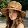 Seaside Vacation Straw Hat Women's Summer Hollow Breathable Sunscreen Visor French Flat Top Fashion Top Hat