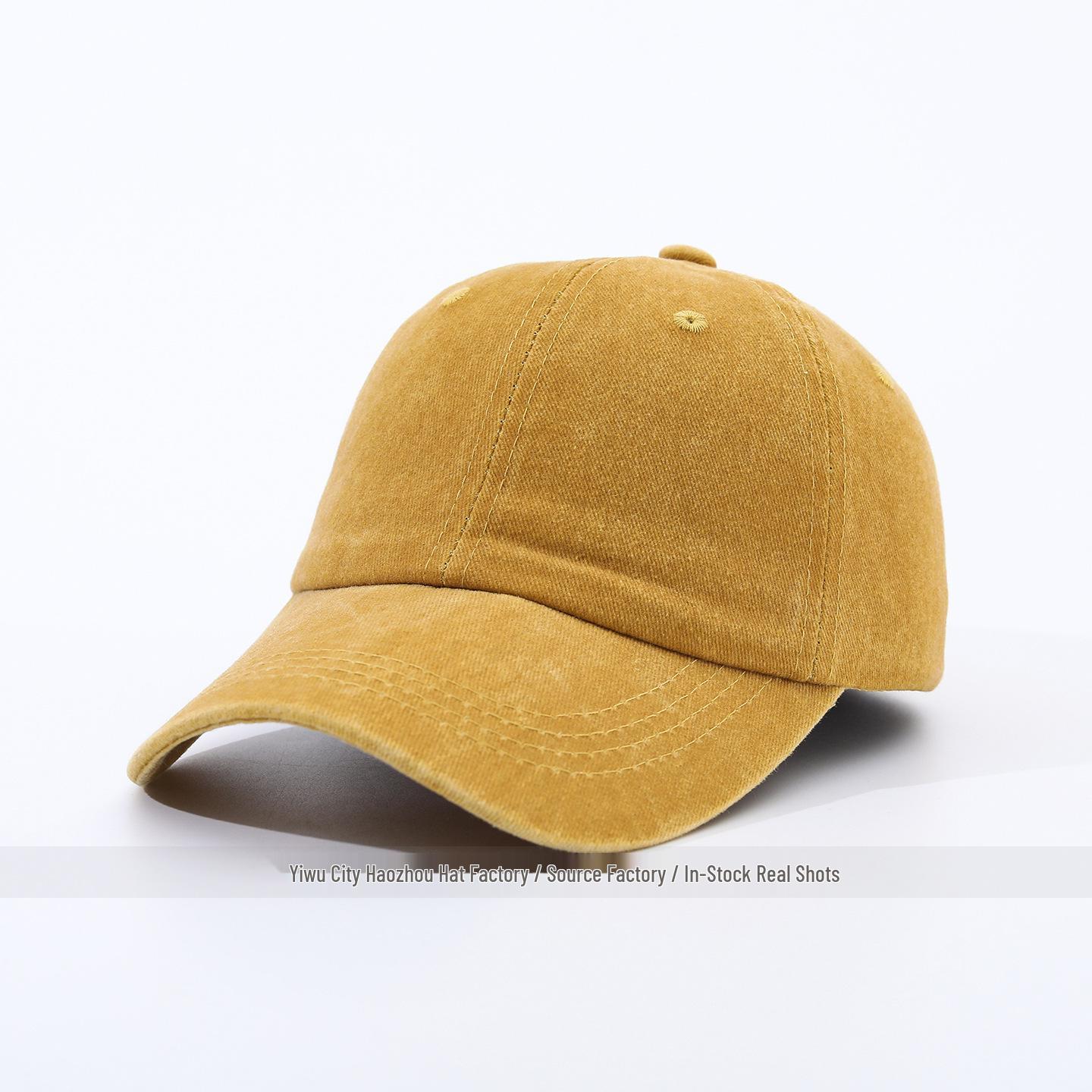 Custom Logo Embroidered Washable Distressed Cotton Baseball Cap with Soft Brim 58cm (Adjustable)