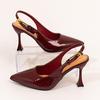 Woman Pumps Large Size Fashion Pointed Toe Shallow Buckle Strap Heels Sandals Sexy Slingbacks Leopard Stiletto High Heels Heels