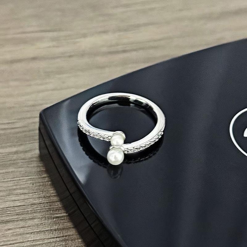 Niche Design Double-Headed Zircon Bead Ring Light Luxury High-End Open Index Finger Ring Fashion Jewelry