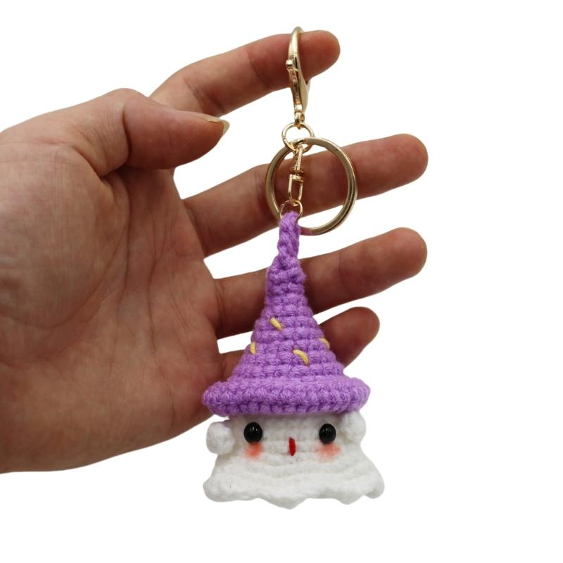 Handmade Crochet Specter Keychain Decoration Stylish Phantom Handwoven Keyring Pendant Elegant Bag and Car Accessory