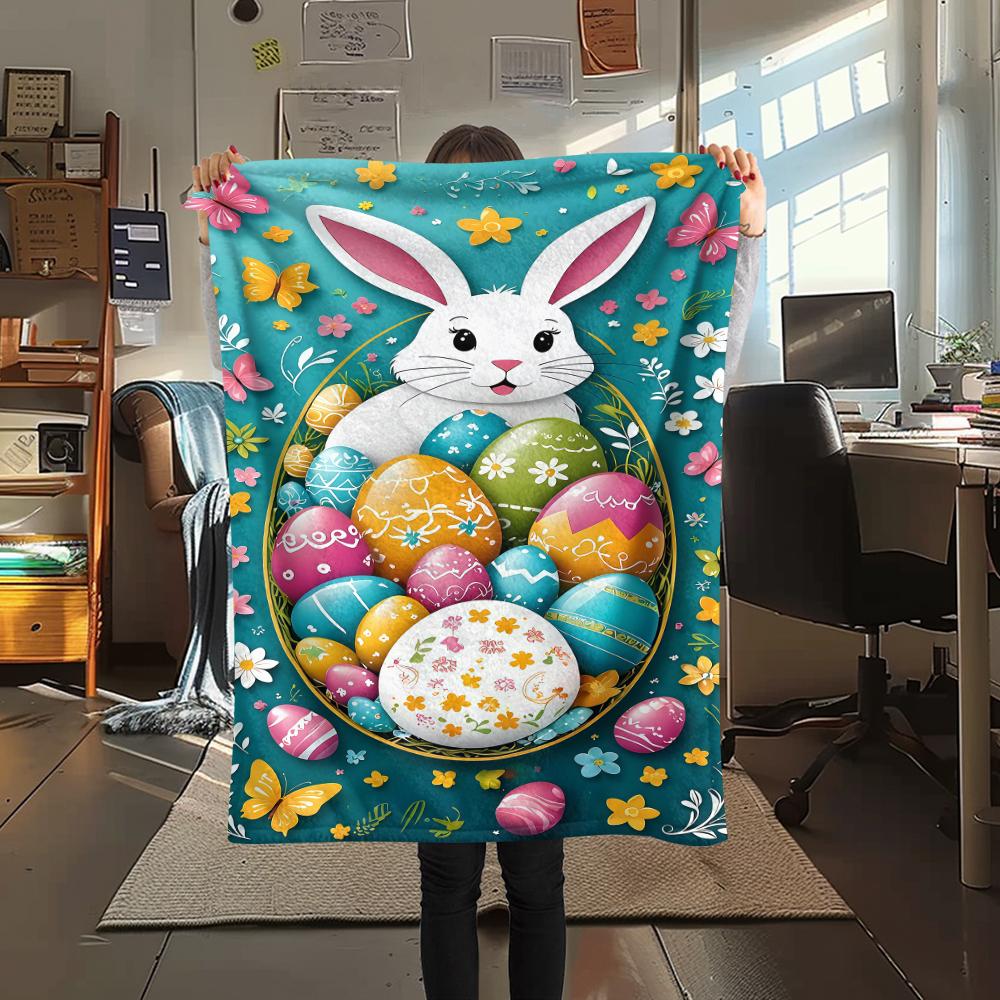 Easter Egg Print Flannel Blanket,High Quality Comfortable for All Seasons,Home Decor,Warmth and Comfort,Perfect for Christmas Gifts