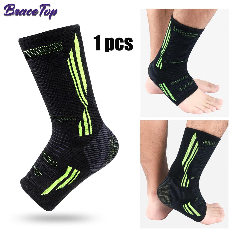 

Bracetop 1 Pc Compression Sports Ankle Brace With Silicone Padded Protect Heel Ankle Support Basketball Football Ankle Protector M