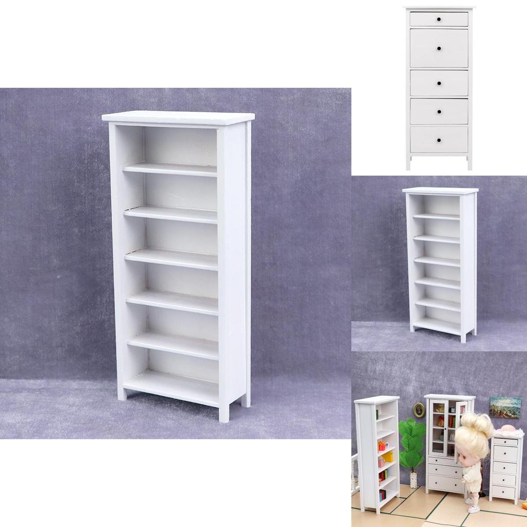 Modern Minimalist White Dollhouse Miniature Furniture Model Storage Cabinet