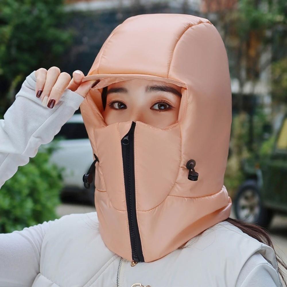 Solid Color Winter Cycling Warm Hat Lightweight Thickened Ear Protect Cap Breathable Waterproof Pullover Cap Women