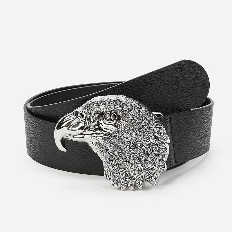 Pure Handmade New Female Eagle Atmospheric and Fashionable Flat Belt Big Buckle Scalp Belt