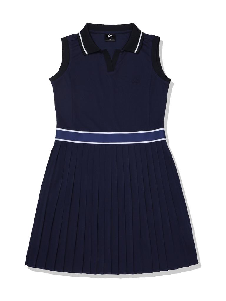 20TH HOLE Line Point Pleated Dress [Navy]
