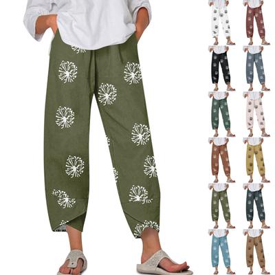 Women's Pants  With Pockets Casual Trousers Pants For Women Summer Casual Wide Leg Elastic Waist Pants With Pockets