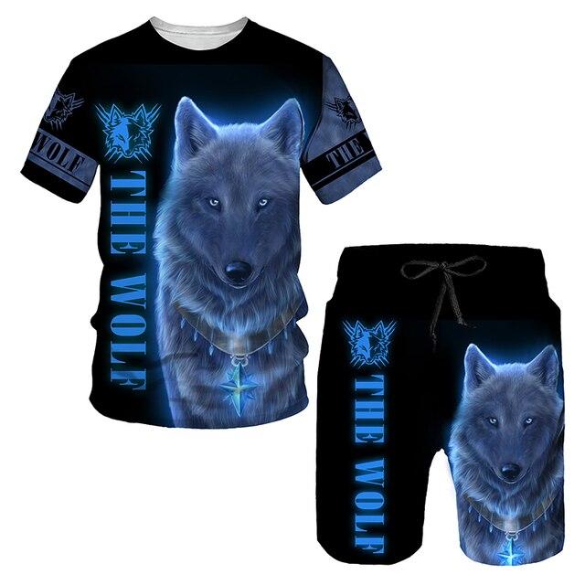 Wolf 3d Printed T-shirt Shorts Suit Male/Female Summer Casual Short Sleeve Tops Men Tracksuit Sets Fashion Men's Clothing Suit
