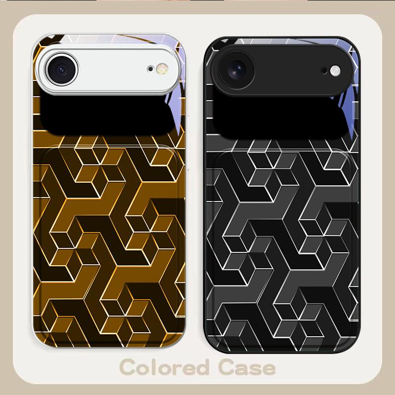 Abstract geometric grid For iPhone 17 Air 16 E 15 14 13 Plus 12 mini 17 Pro Max 11Pro XR Xs 7 8 11 Tempered Glass Phone Case