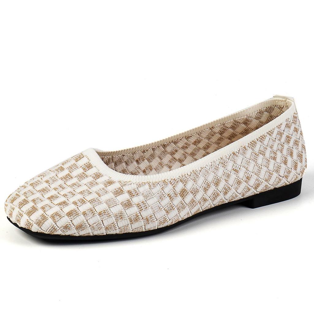 Plus Size Breathable Flyknit Square Toe Color Block Women's Shoes