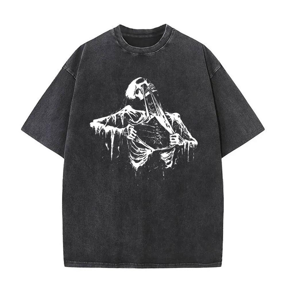 

Washed Vintage Catch Em If You Can Car Print T Shirts Men Casual Fishing Lovers Funny Meme Tshirts Male Cotton Oversized Tshirt S