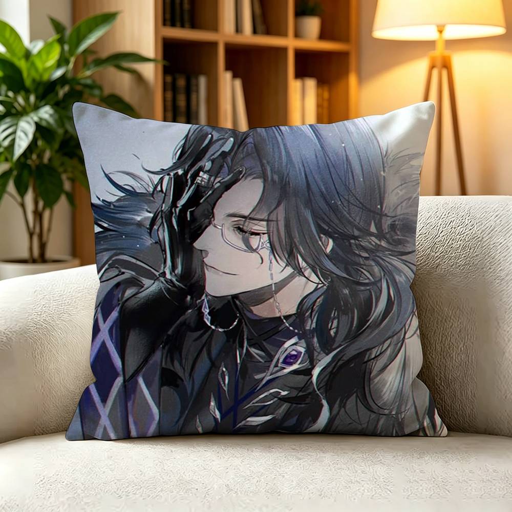 PPopular Genshin Impact Fatui Pillow Case Square DoubleSided Sofa Cushion Cover Bedroom Bedside Pillow