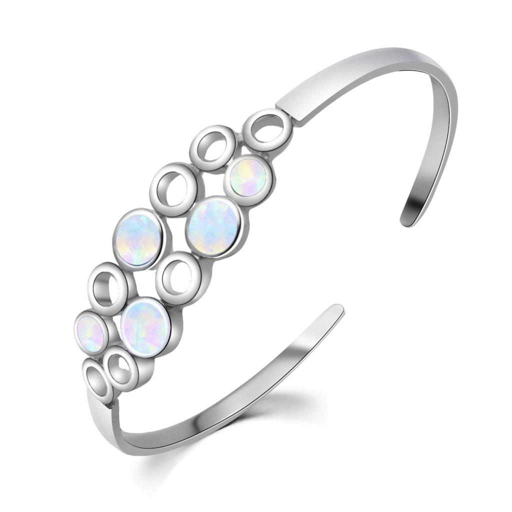 Hawaiian-Style Opal Inlaid Bangle Bracelet Jewelry