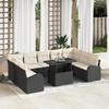 vidaXL 10-Piece Garden Sofa Set with Cushions Black Poly Rattan 3357440