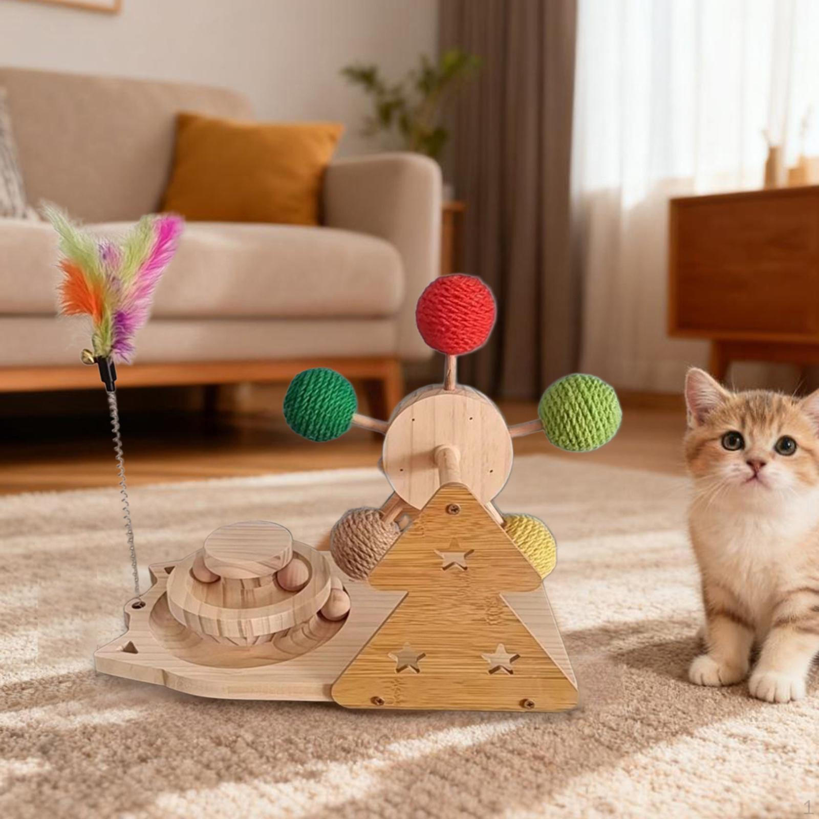 

Cat Toy Ball Track Scratch Board Exerciser Interactive Turntable Scratcher for Chasing