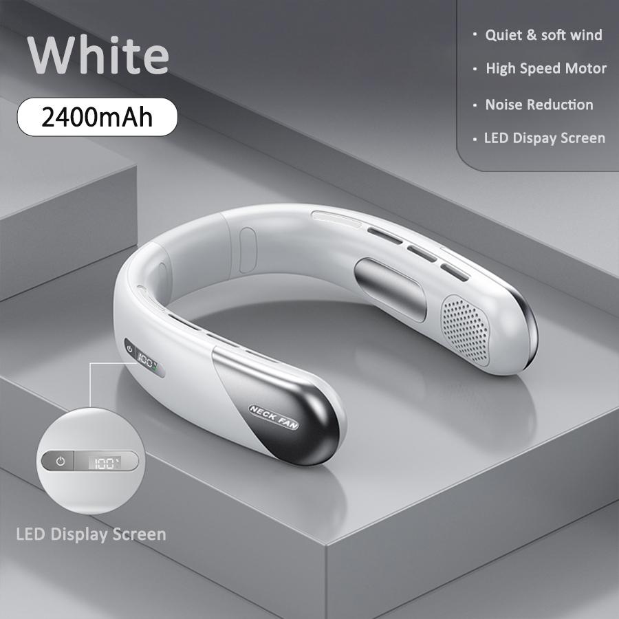 1PC Wearable Neck Fan, Portable Air Conditioner with LED Display Screen, 360° Surrounding Wind, 2400mAh, 5 Gears, Low Noise