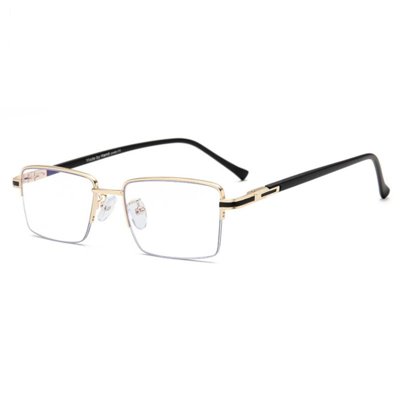 Men Half Metal Square Glasses Women Eyeglasses Myopia Optical Spectacles Ladies Clear Glasses 0 -0.5 -1.0 -2.0 To -6.0