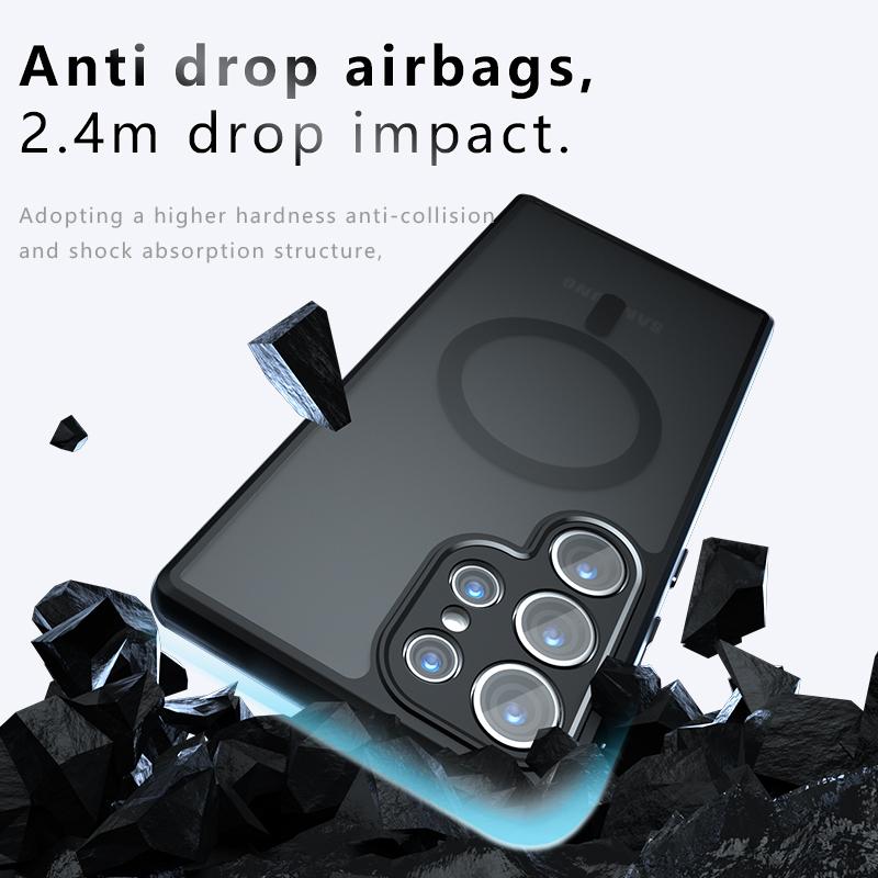 For Samsung Galaxy S24 S23 S22 FE Plus Ultra Matte Anti Fingerprint Shockproof TPU Magnetic Case Anti-drop Non Yellowing Back Cover Casing Shell
