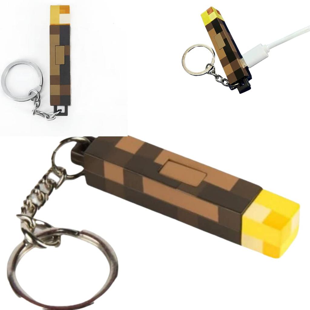 Minecraft Goods Light Keychain Torch Torch Light Torch Goods Minecraft Goods Torch Rechargeable Charging Cable Included 1 Piece [profit.relaxed]