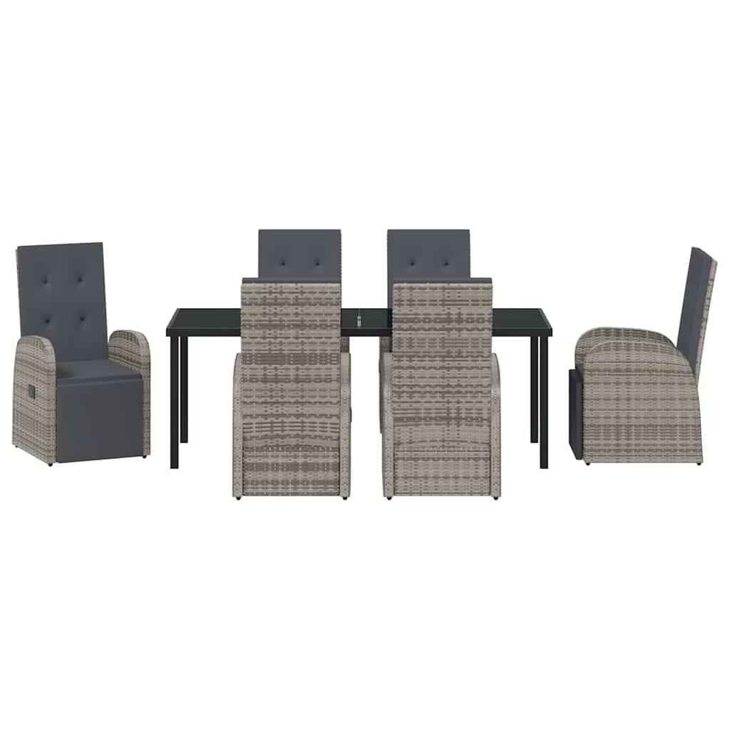 Garden Dining Set with Cushions 7 pcs Grey Poly Rattan
