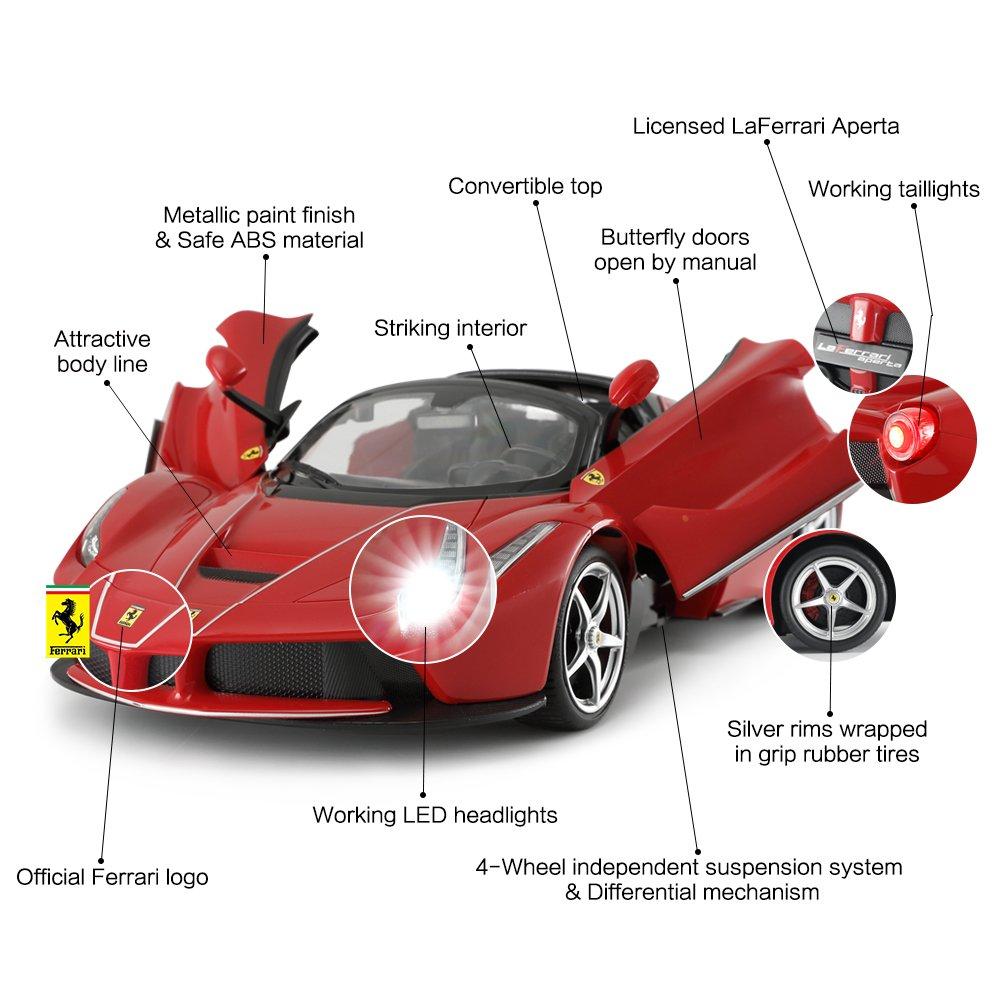 RASTAR Ferrari RC Radio Control Car, Official Model, 1:14 Scale Ferrari LaFerrari Aperta RC Drift Car, Convertible, Openable Doors, Red