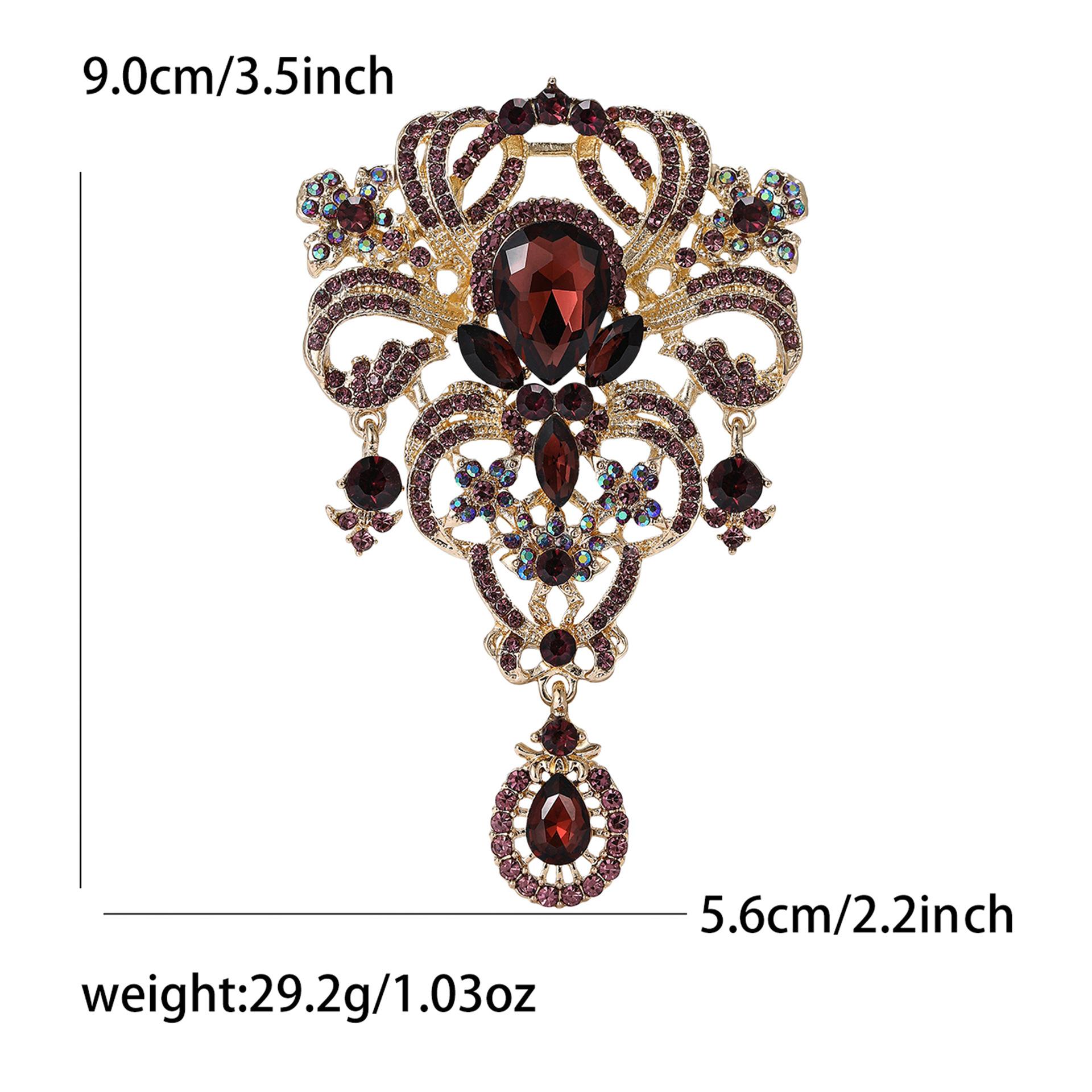 

Vintage Crystal Pendant Brooch for Women Rhinestone Friends Party Gifts Banquet Pins Jewellery Accessories