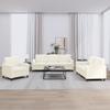 Vidaxl 3-Cz. Living Room Set, Cream, Upholstered In Velvet