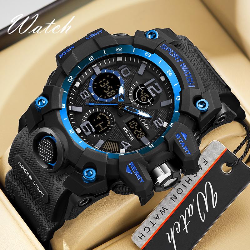Men's Multi-Functional Waterproof Dual Display Outdoor Sports Watch for Mountaineering and Running