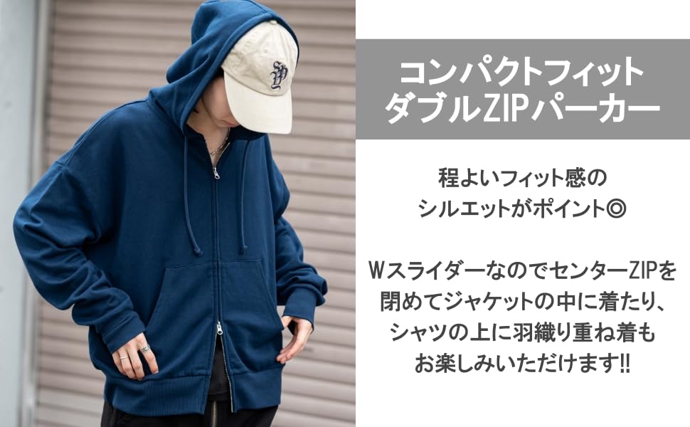 WEGO Compact Fit Double Zip Size Heather Long Sweatshirt Men's Hoodie, M, Gray, Unisex, Sleeve, Outerwear, Fall/Winter