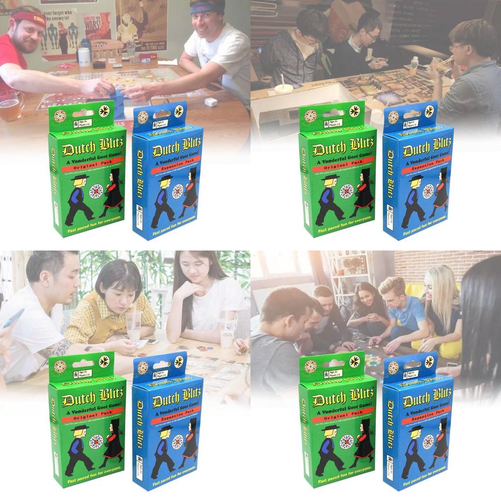 Een spannend Nederlands Blitz-kaartspel voor het hele gezin met kleurrijke kaarten in blauw en groen.