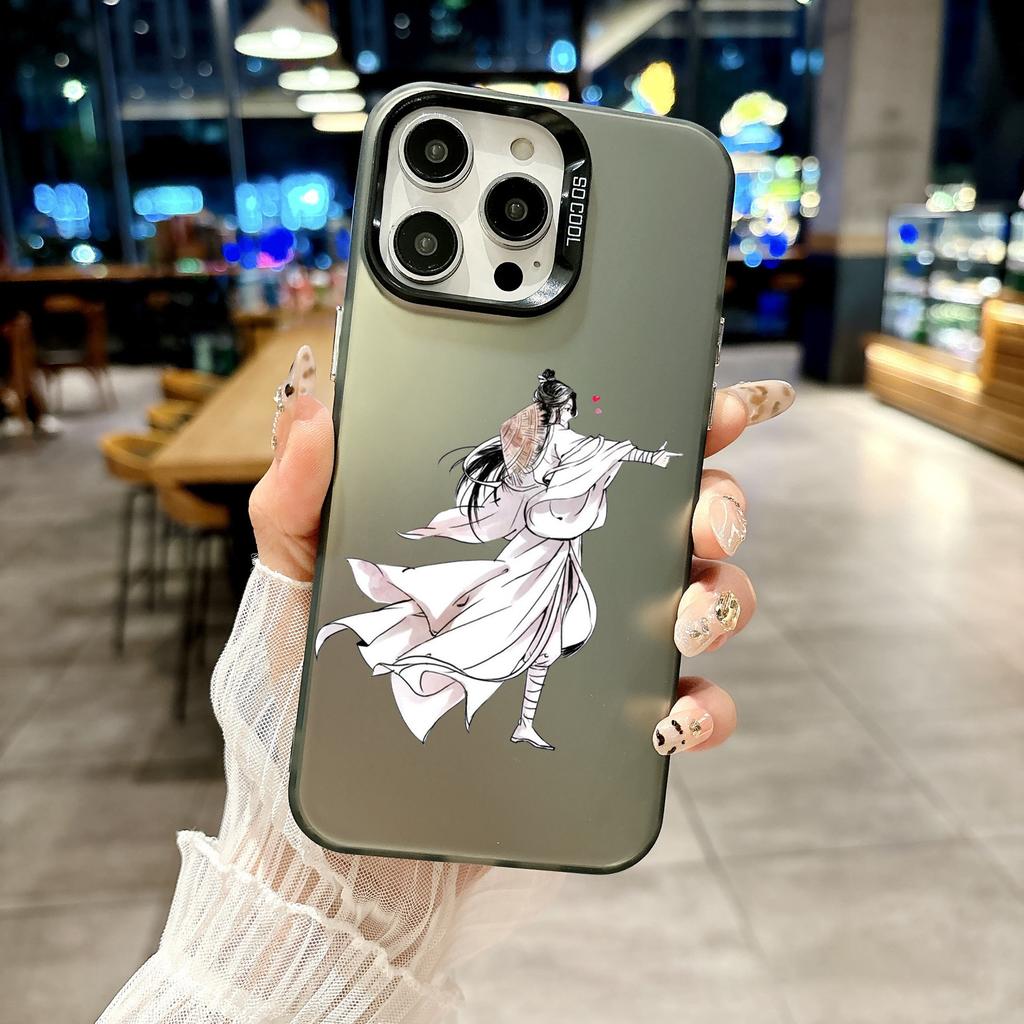Color Phone Case For iPhone 17 16E 16 11 15 14 Pro MAX 12 13 MINI 7 8 Plus XR SE Silver IMD Cover Heaven Officials Blessing