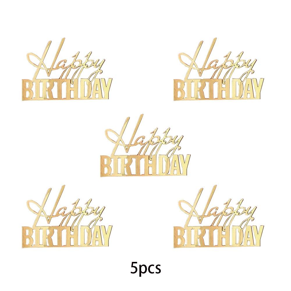 5pcs Happy Birthday Cake Toppers Mirror Acrylic Side Cake Decorations for Birthday Cake Decor Party Decorations 7