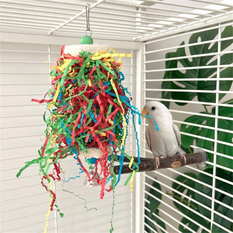 5PCS Natural Parrot Chew Toy Set Colorful Tearing Foraging Interactive Bird Toy For Mental Stimulation Physical Activity