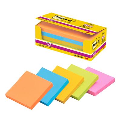 3M Sticky Super Strong Neon 75 X 75 90 Sheets X 10 Post-it Notes, Adhesive, Large, Colors, Mm, Pads, 6541SS-NE