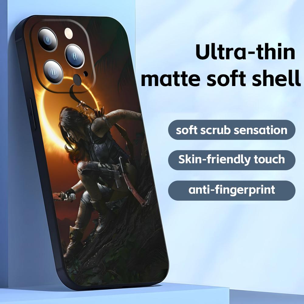 hot game Tomb Raider Phone Case For iPhone17 16 16e 15 14 13 12 11 Plus Mini Pro Max Soft black Shockproof Cover
